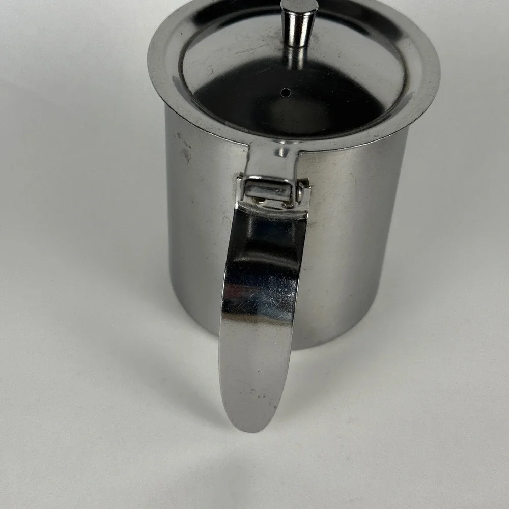 Vintage SERCO Japan Stainless Steel Creamer Syrup Dispenser Hinged Lid